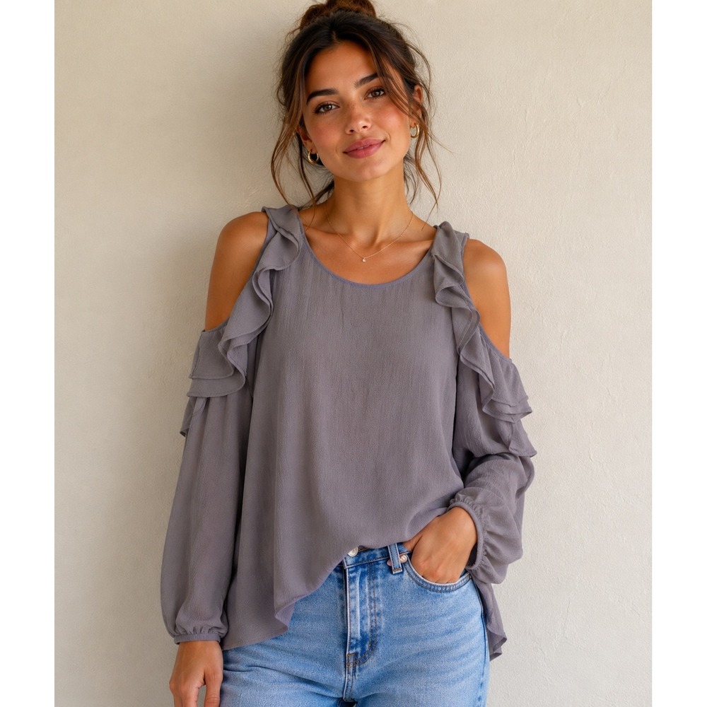 Umgee Cold Shoulder Blouse Fairycore Cottagecore Preppy Boho Ren Faire Festival